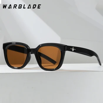 WarBLade 2023, модные квадратные солнцезащитные очки в стиле ретро, женские, мужские, солнцезащитные очки с четырехконечной звездой, классические винтажные наружные оттенки UV400