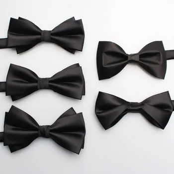 Весенне-летний однотонный черный галстук-бабочка для мужчин, свадебный галстук-бабочка для жениха
