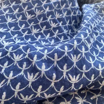 Высококачественное шитье из чистого льна, модная синяя ткань для окрашивания галстуков, весенне-летнее платье-рубашка telas