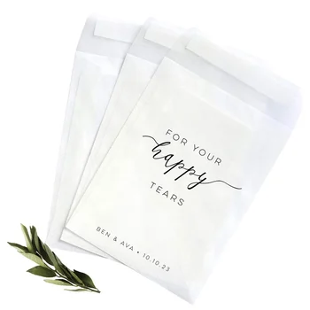 пакеты салфеток Happy Tears по 25шт-Свадебные салфетки -Для ваших счастливых слез-Пакеты салфеток на заказ-Свадебные-Персонализированные-пакеты-wedding