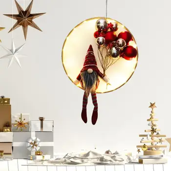 Подвесной декор для куклы гном Праздничный Декор для гномов Светодиодное теплое свечение Рождественское подвесное украшение для гномов с цветным рождественским шаром
